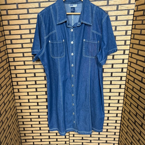 Adriana Sport Denim Button Down Dress Size 20W - Picture 1 of 6